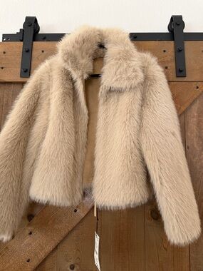 Zara Beige Faux Fur Teddy Jacket